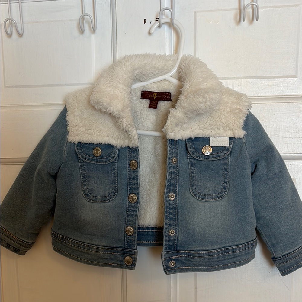 7 For All Mankind denim and faux fur jacket